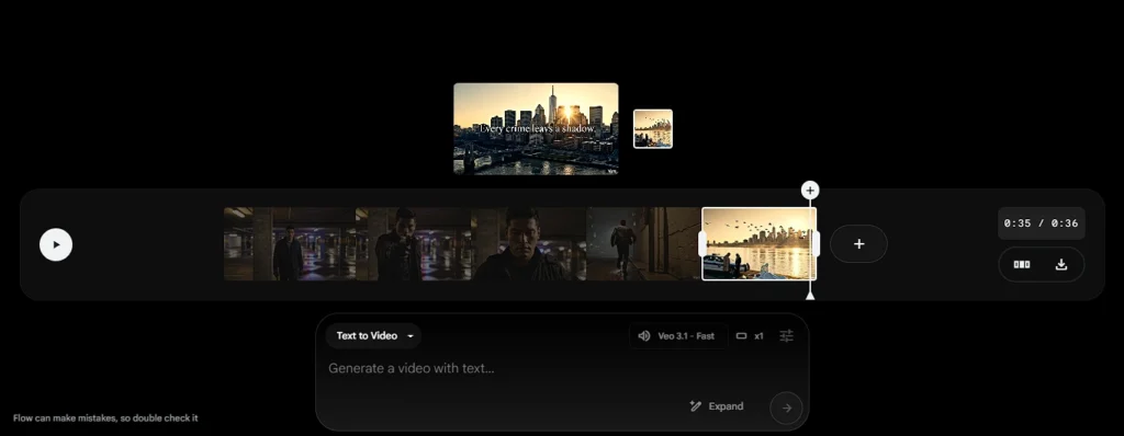 Google Flow AI Scene builder Final scene