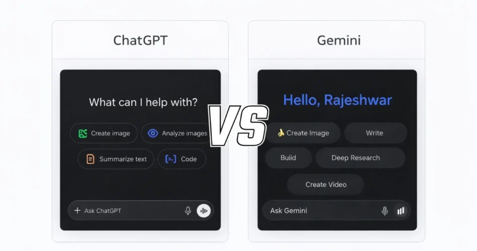 ChatGPT vs Gemini: Which is Better (2026)? My Honest Comparison After Using Both